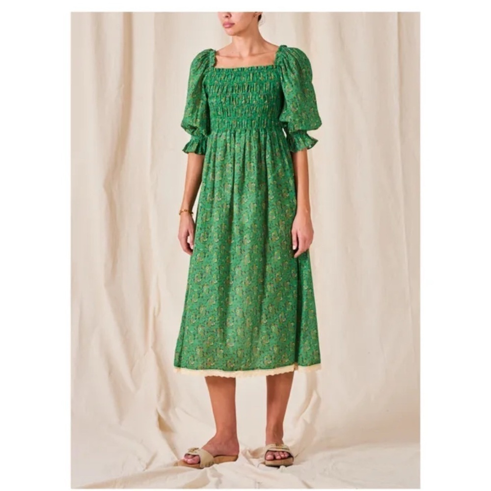 M.A.B.E Eddie Midi Floral Cottagecore Cotton Prairie Dress Coquette Euro Summer